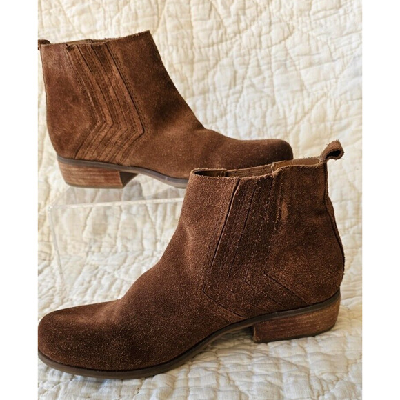 Korks Ease Prairie Brown Suede Leather Western Booties Ankle Cowboy Boots 7M - Picture 2 of 6